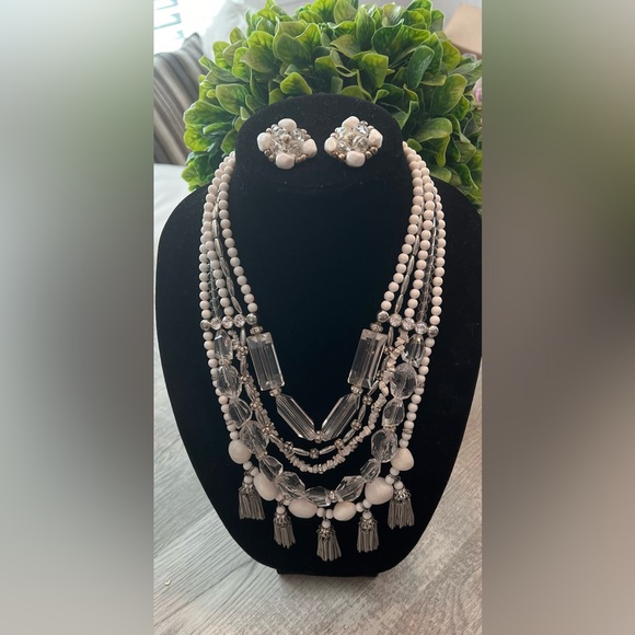 CHICOS STATEMENT NECKLACE & CLIP ON EARRINGS-SPARKLE BLING TASSLES & MORE!🔥🔥🔥 - Picture 4 of 17